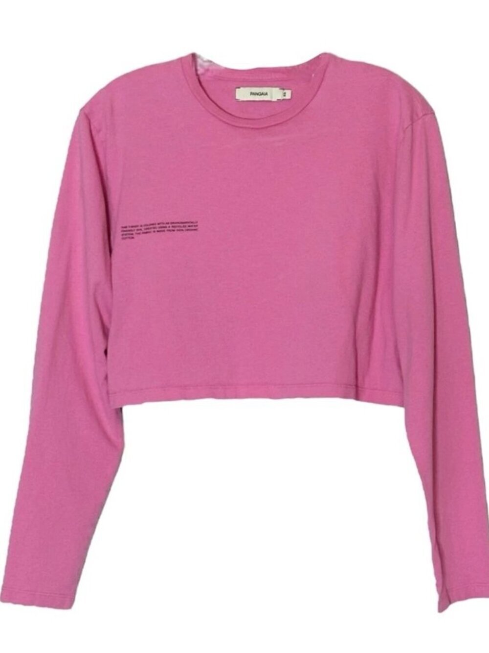 Pangaia Crop Long Sleeve Tee XS Pink 100% Organic Cotton Boxy Oversized Logo